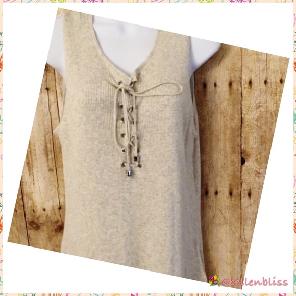 Michael Kors Tank Lace Up V-Neck, Size M - Picture 7 of 8